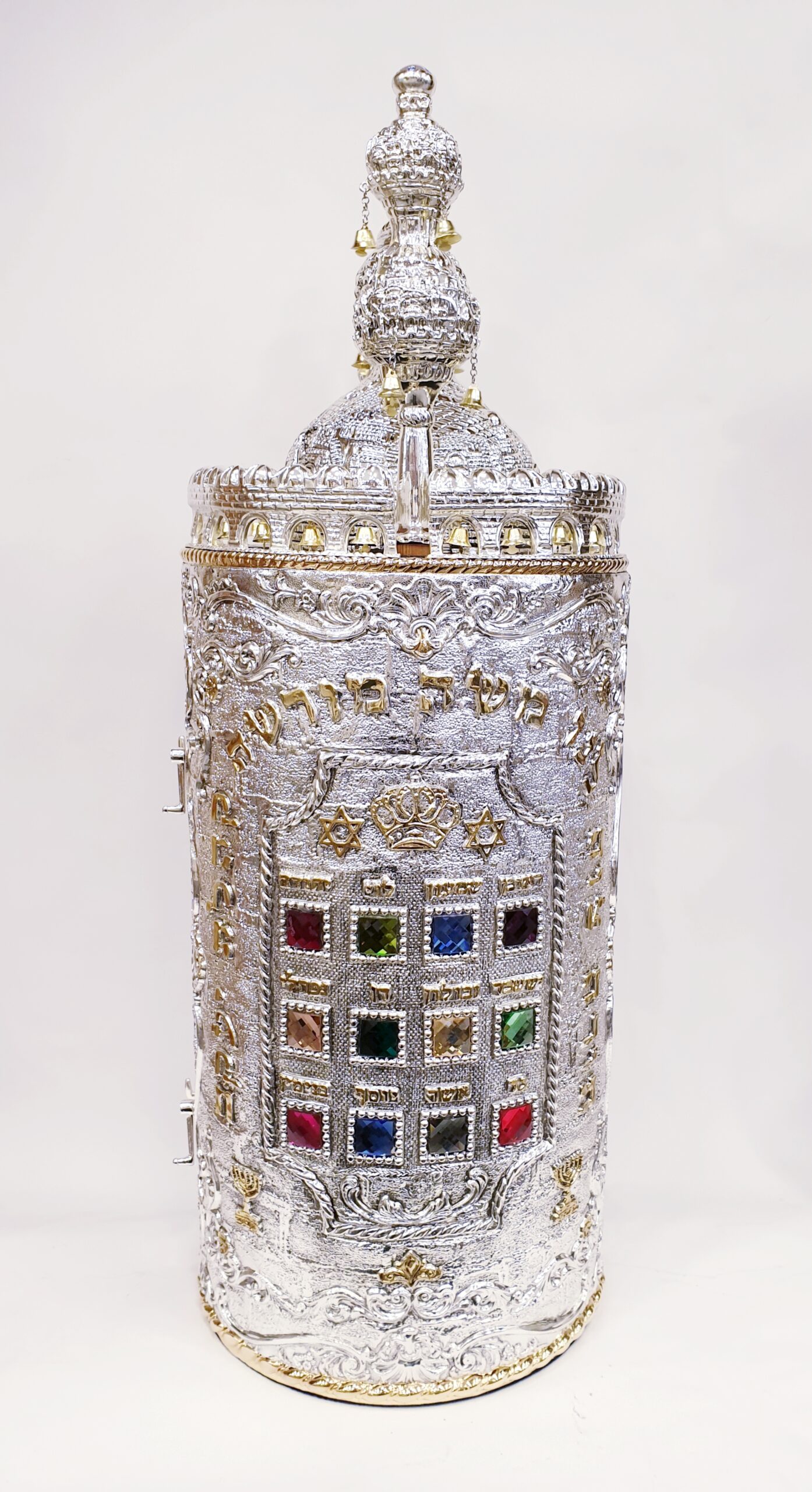 Elegant Torah Scroll Case Breastplate Two Sides