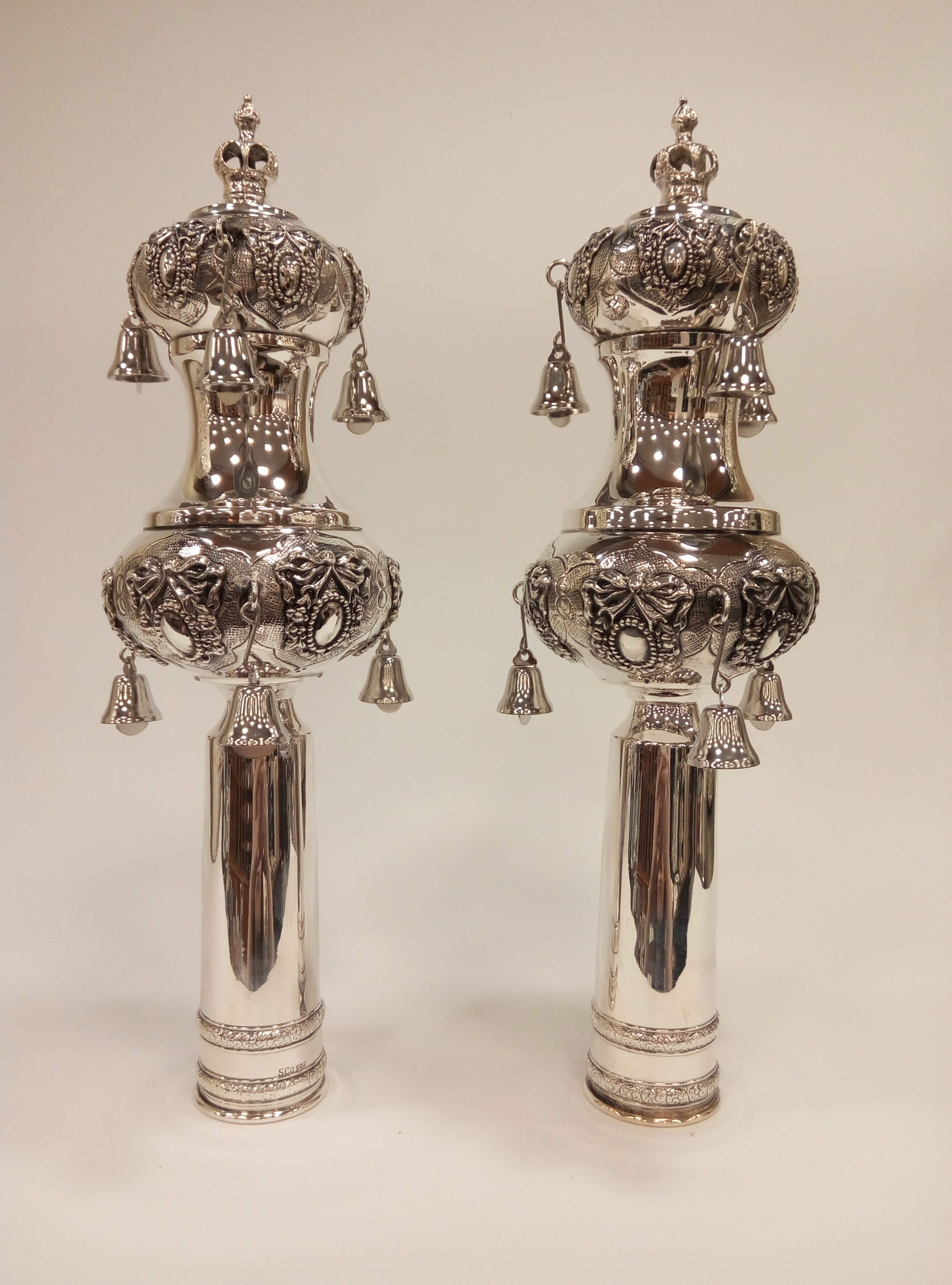 Rimonim for Etz Chaim Silver Plated