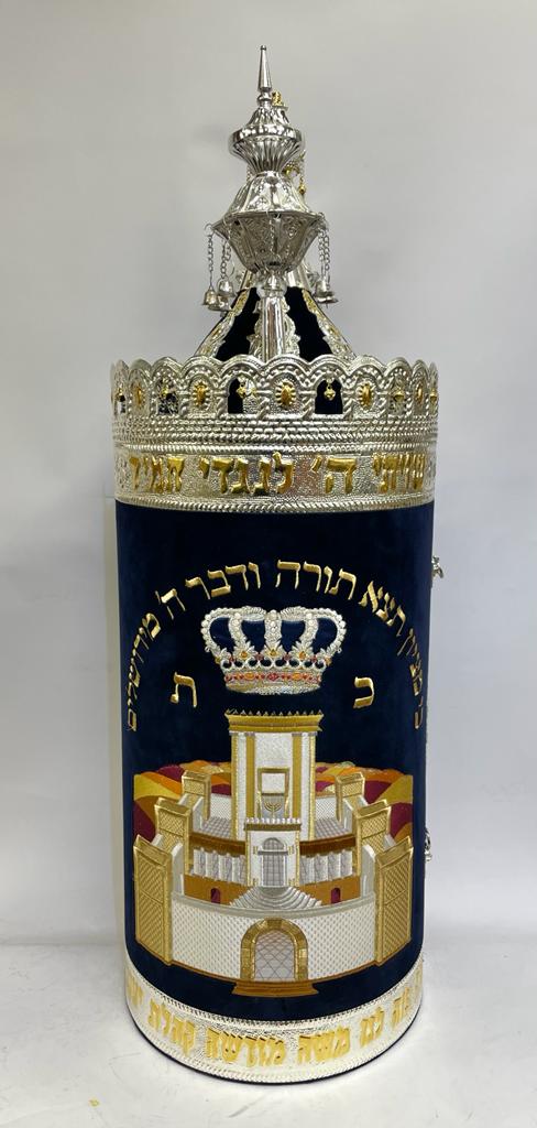 Torah Case Holy Temple Velvet with Computerized Embroidery
