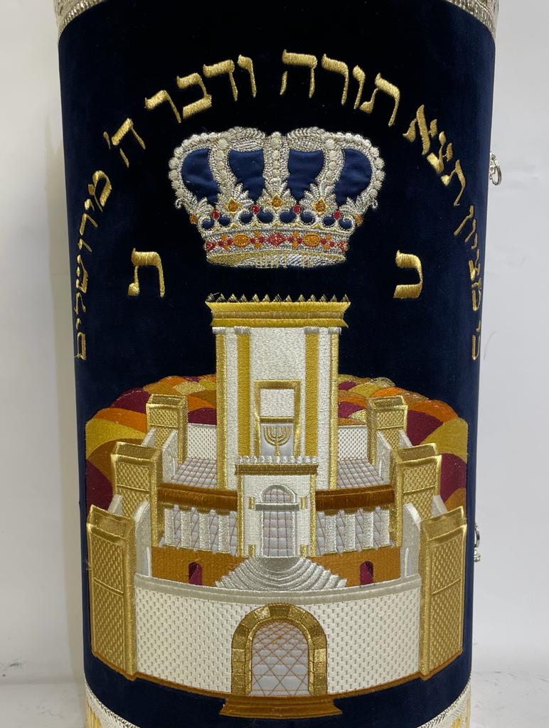 Torah Case Holy Temple Velvet with Computerized Embroidery - Image 7