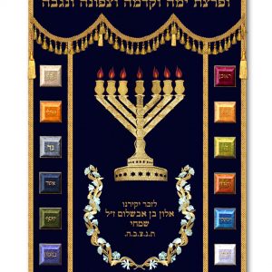 Velvet Parochet - Chabad Large Menorah