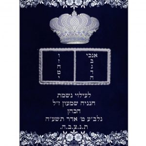 Velvet Torah Mantle - Crown and Tablets Floral Silver