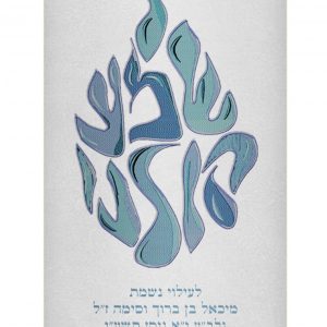 Velvet Torah Mantle - Flame Hear Our Voice - Blue