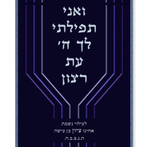 Velvet Parochet - Menorah Modern Blue