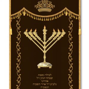 Velvet Parochet - Chabad Menorah and Ornaments