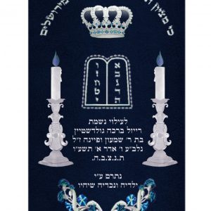 Velvet Torah Mantle - Classic Candlesticks - Silver