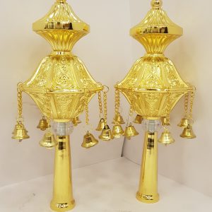 Sephardic Torah Pomegranates Gold-Plated with Bells