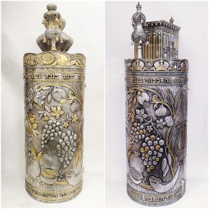 Torah Case - Seven Species with Blackened Holy Temple Crown