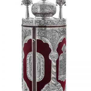 Torah Scroll Case Pillars of Solomon Velvet Red