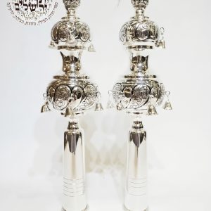 Mehudar Silver-Plated Rimonim for Etz Chaim
