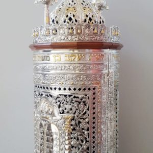 Magnificent Case for Sefer Torah Model Holy Temple and Tablets of the Covenant Mixed Wood