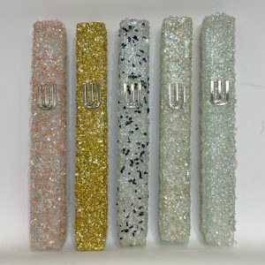 Glass Mezuzah Houses with Stones 15 cm