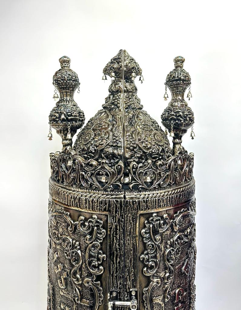 Torah Case Silver-Plated Blackened Choshen Design - Image 6