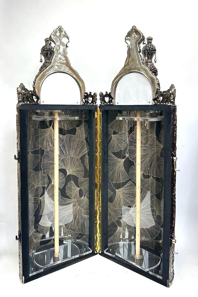 Torah Case Silver-Plated Blackened Choshen Design - Image 4