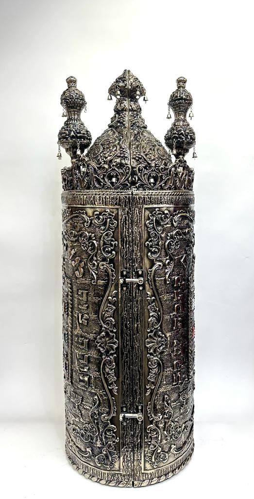 Torah Case Silver-Plated Blackened Choshen Design - Image 7