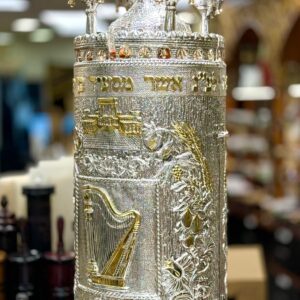 Case for Sefer Torah with Harp and Head Magnificent 4 Rimonim