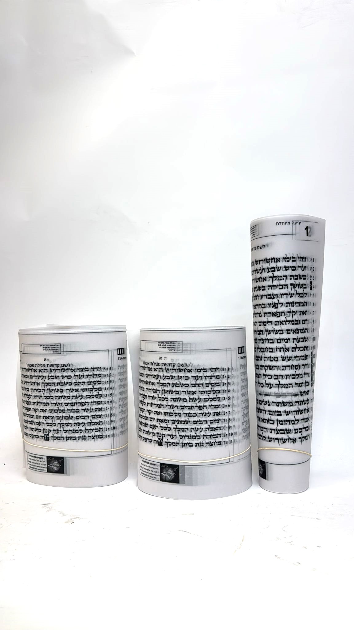 Transparencies for Megillot 8 mm line height in Various Sizes and Nusach
