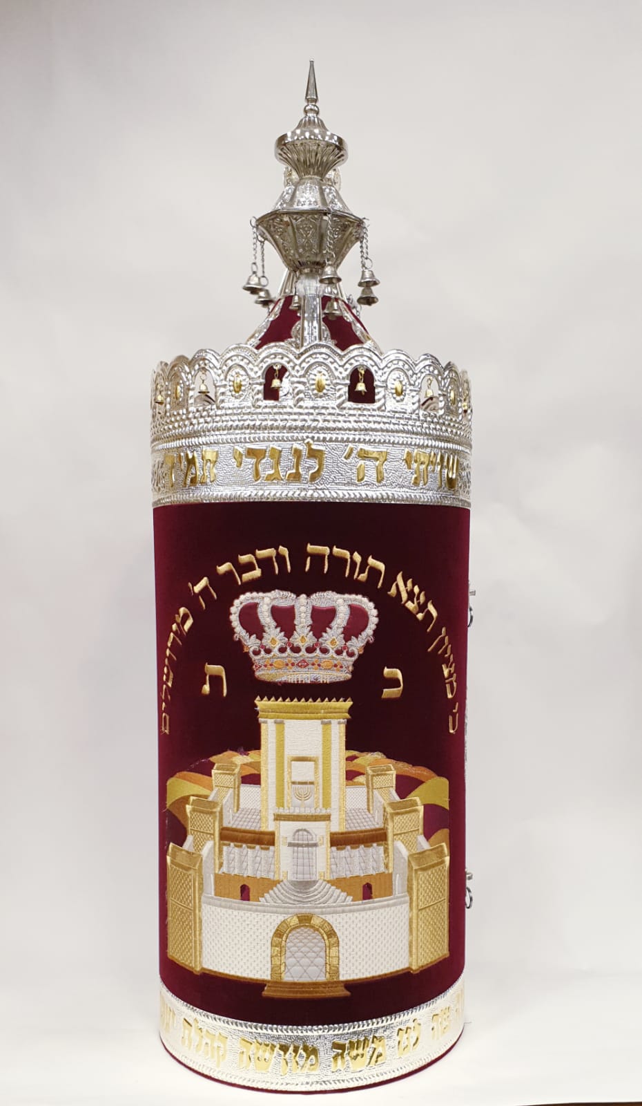 Magnificent Velvet Torah Case with Beit HaMikdash Embroidery - Image 2