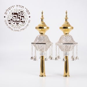 Rimonim for Sephardic Sefer Torah, Textured Model, Various Colors
