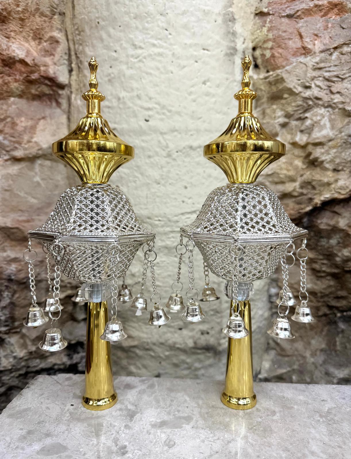 Rimonim for Sephardic Sefer Torah, Textured Model, Various Colors