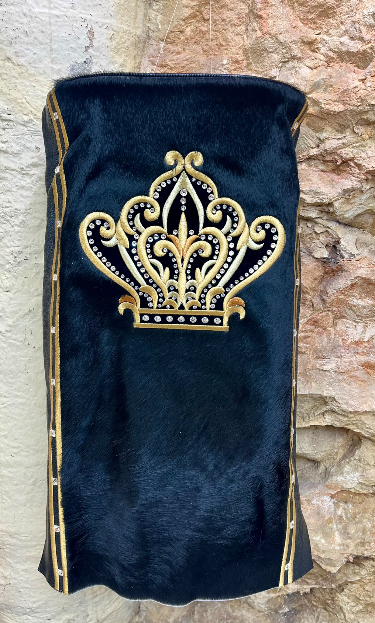 Velvet Torah Mantle - Inlaid - Blue (העתק)
