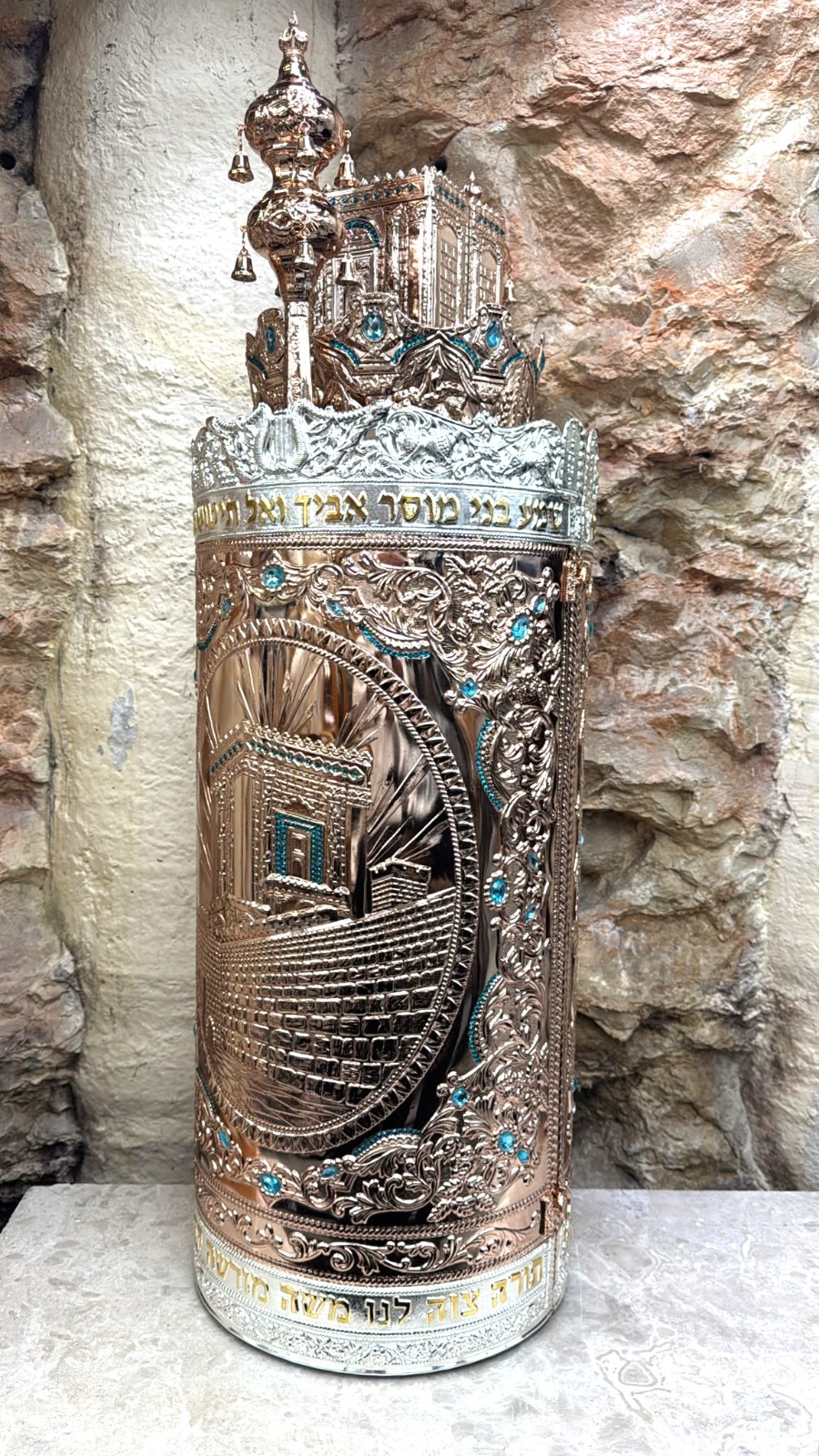 Magnificent Case for Sefer Torah Model Breastplate Inlaid (העתק) (העתק) (העתק)
