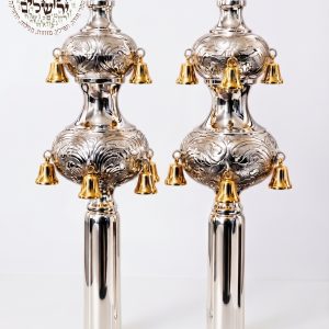 Mehudar Silver-Plated Rimonim for Etz Chaim